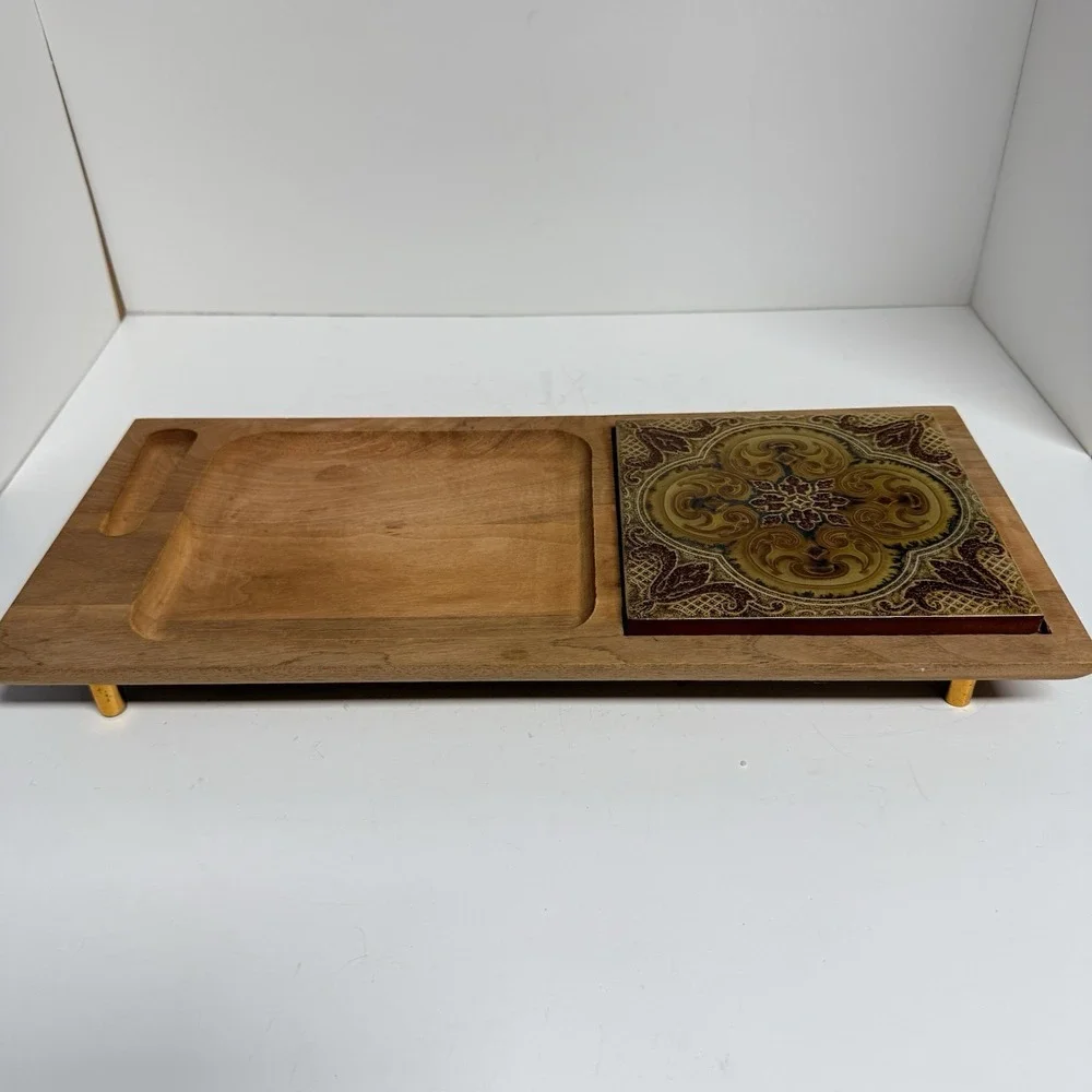 Vintage Georges Briard Woodland Footed Cheese Board 16" x 7.5" No Knife MCM READ - Picture 2 of 11